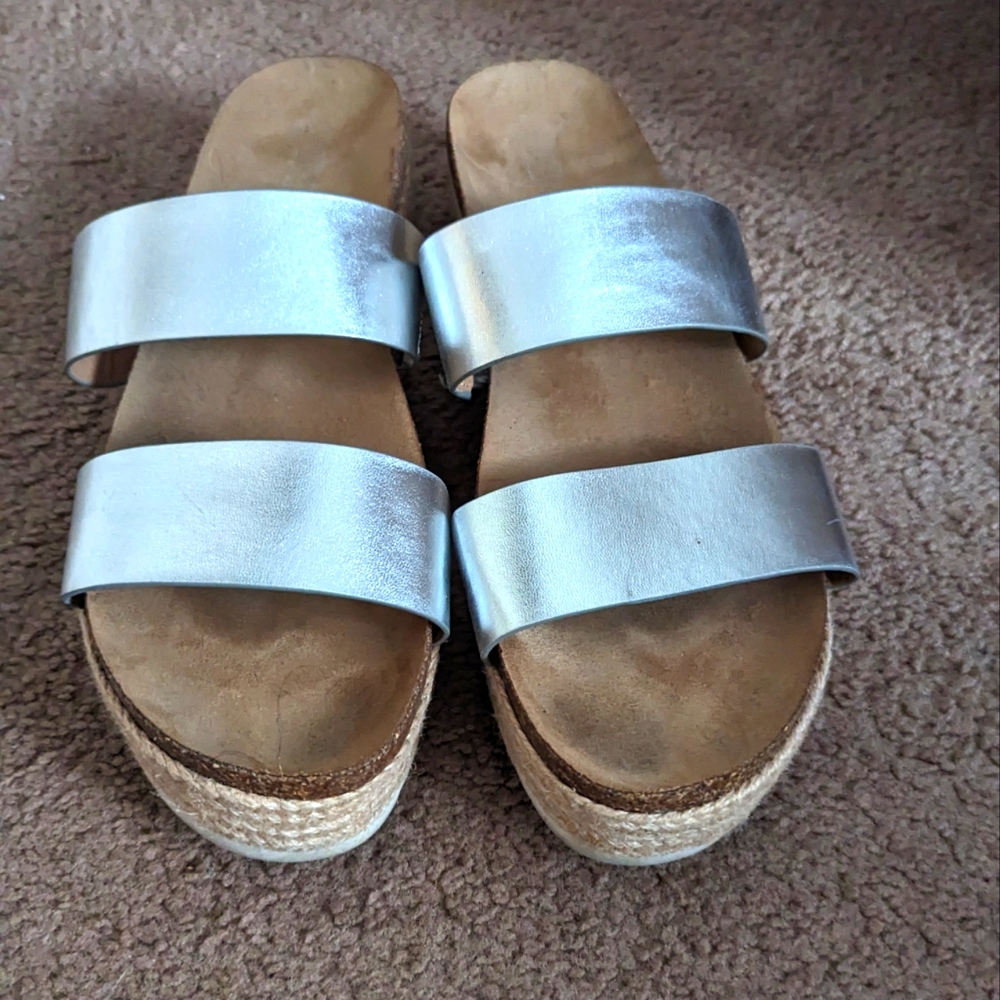 Silver platform sandals